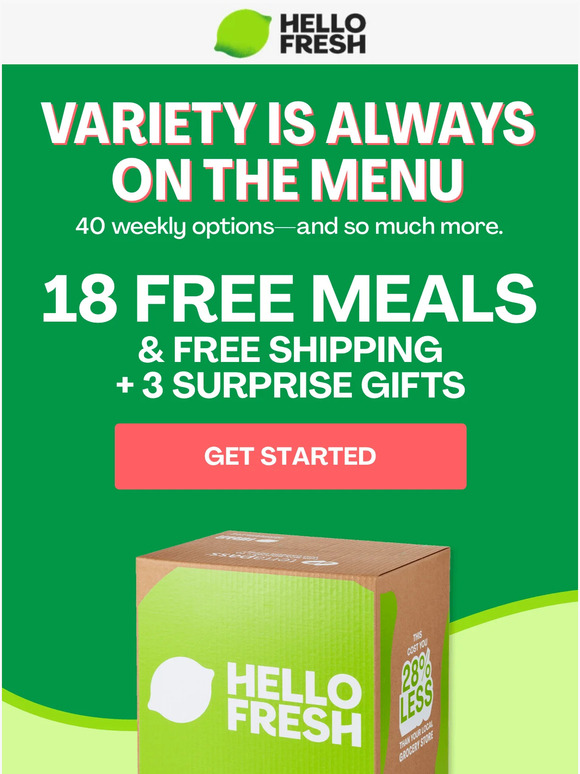 HelloFresh US 18 FREE MEALS More options than EVER Milled