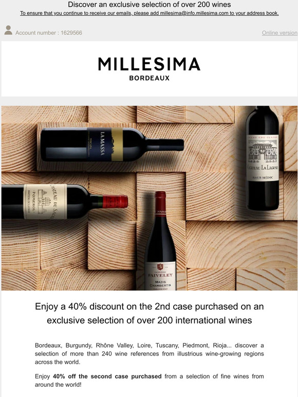 New offer: 1 case purchased, 40% off the second one!