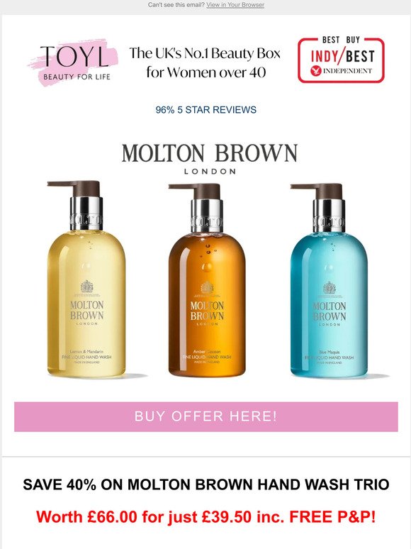 Save 40% on Molton Brown Handwash Trio
