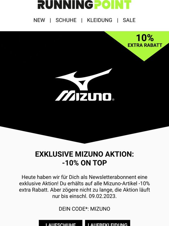 EXKLUSIVE 10% Rabatt auf Mizuno
