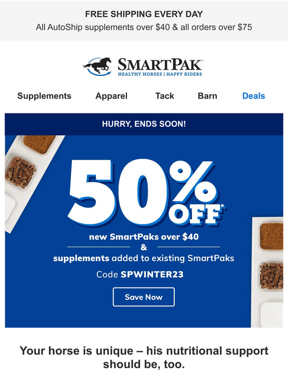 SmartPak Equine 50 Off Supplements In SmartPaks! Milled