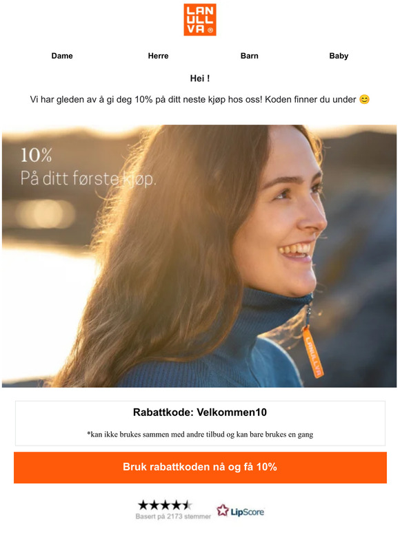 10% på ditt første kjøp