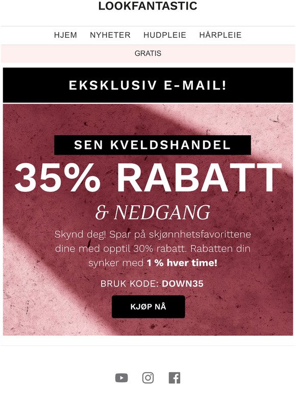 SHOPPING SENT PÅ KVELDEN ⏳ Fra 35% rabatt...