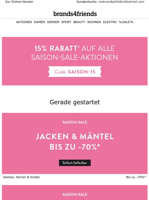 SAISON-SALE: 15% ON TOP! Jacken & Mäntel -70%, Strickpullover & Cardigans bis zu -70%