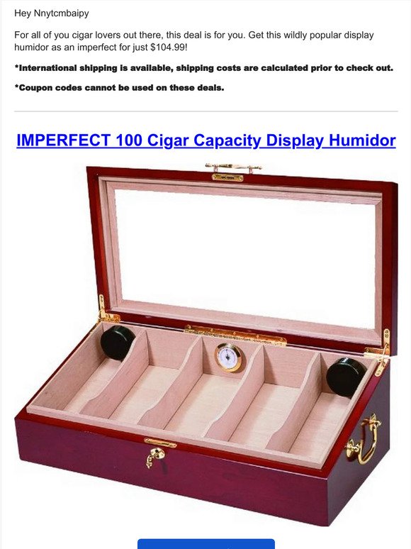 Imperfect 100 Cigar Display Humidors for Just $104.99!