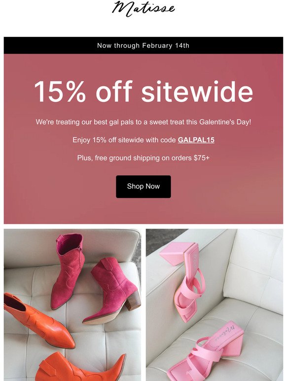 15% Off Sitewide For Our Galentines 💘