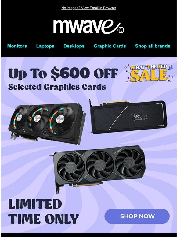 WTFeb GPU SALE - Up to $500 OFF Selected Graphics Cards!