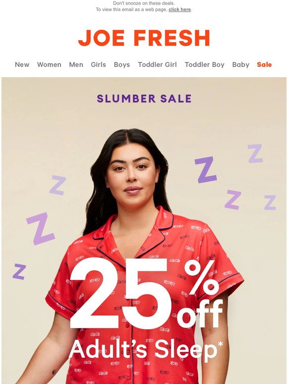 On Now: 25% Off Adults Sleepwear!
