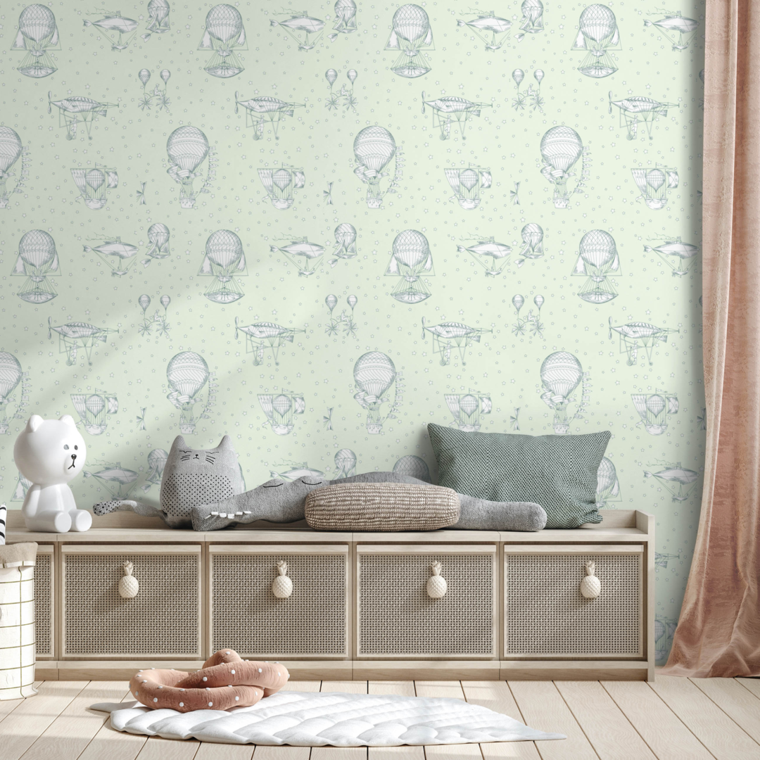 Jack n rose vinyltapet mønstret grønn 10,05x0,53 m