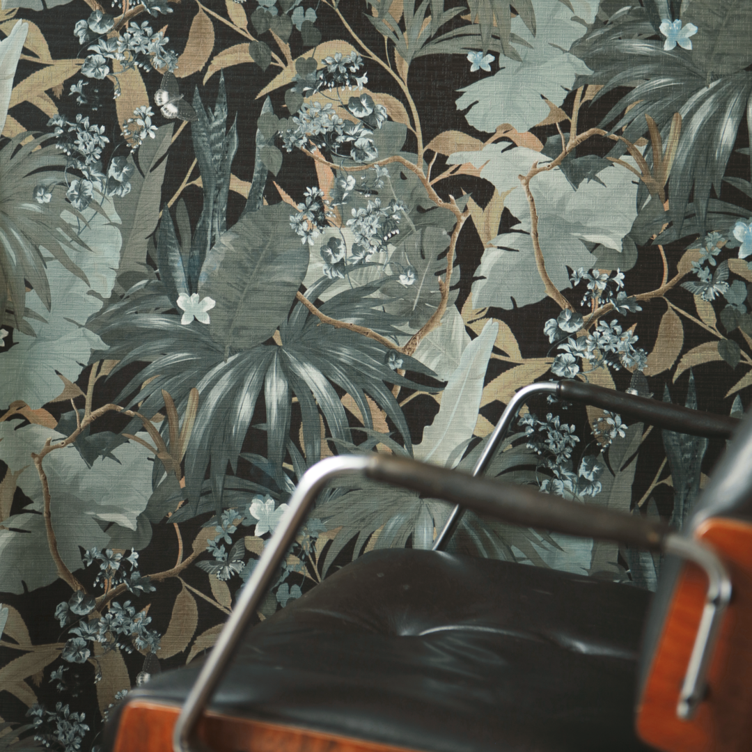 Desert lodge botanical vinyltapet grå/sort 10,05x0,53 m