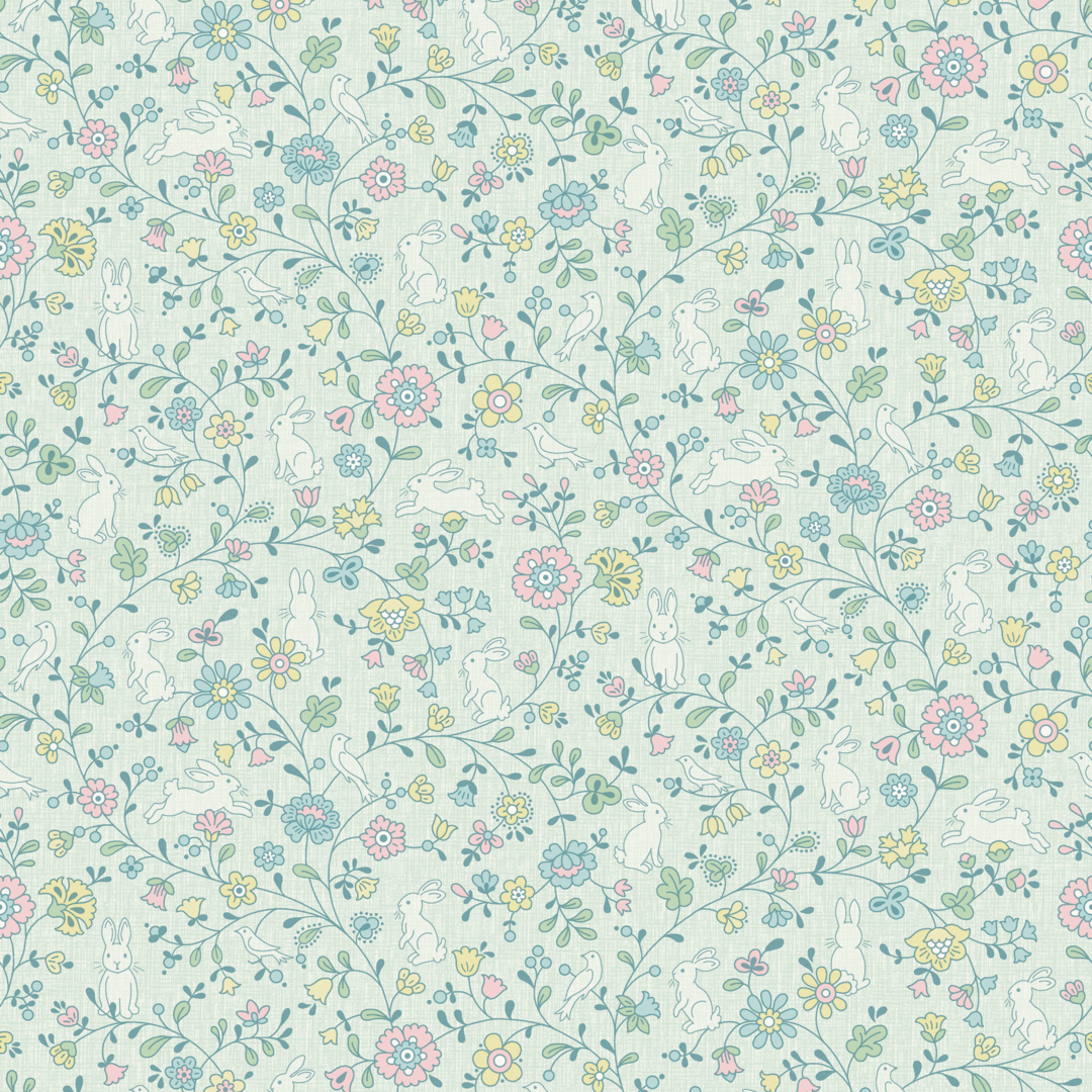 Jack n rose vinyltapet blomstermønstret grønn 10,05x0,53 m
