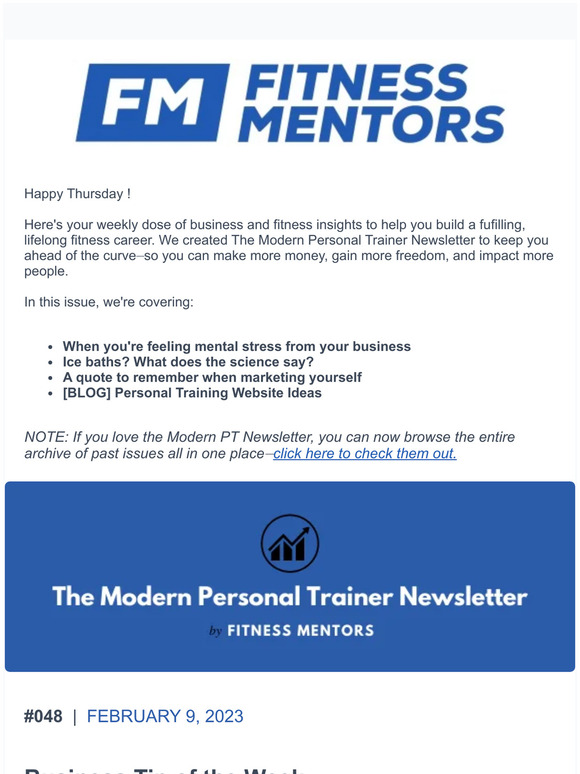 The Modern Personal Trainer Newsletter: Issue #048