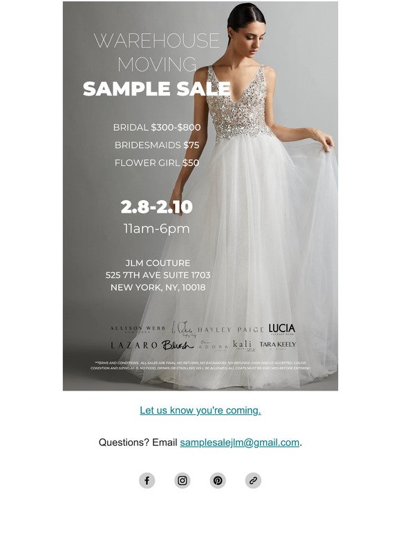 NYC SAMPLE SALE HAPPENING NOW