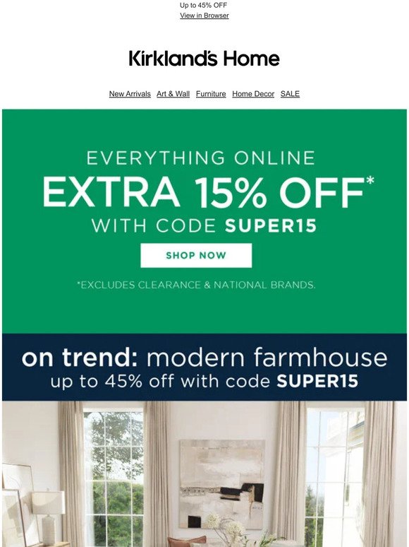 On Trend: Modern Farmhouse + Save with Your Code!
