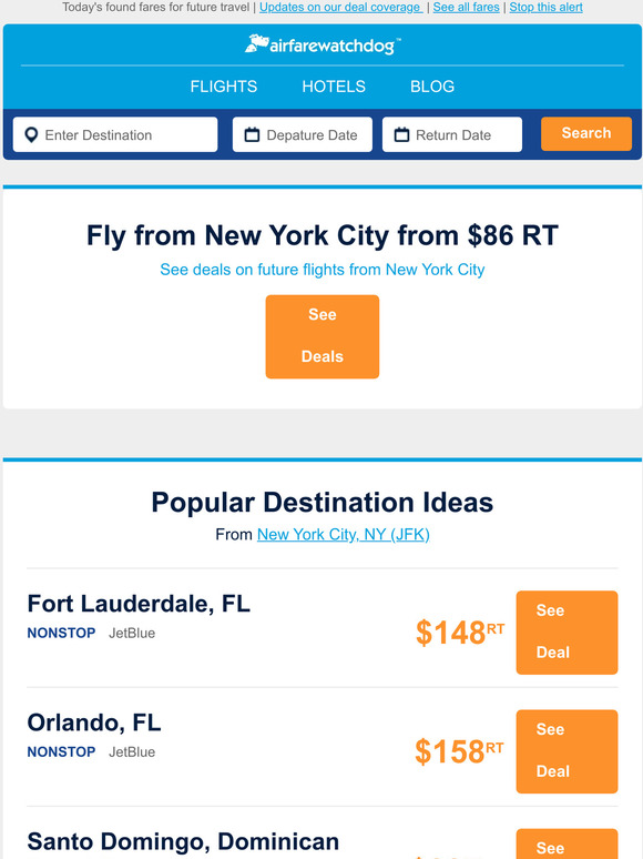 airfarewatchdog 👍 86+ RT New York City Flight Deals Milled