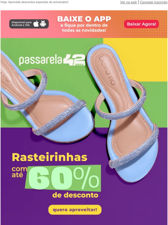 Rasteirinhas promoção hot sale passarela