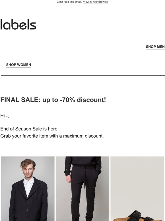 End of Season Sale: discounts up to -70%