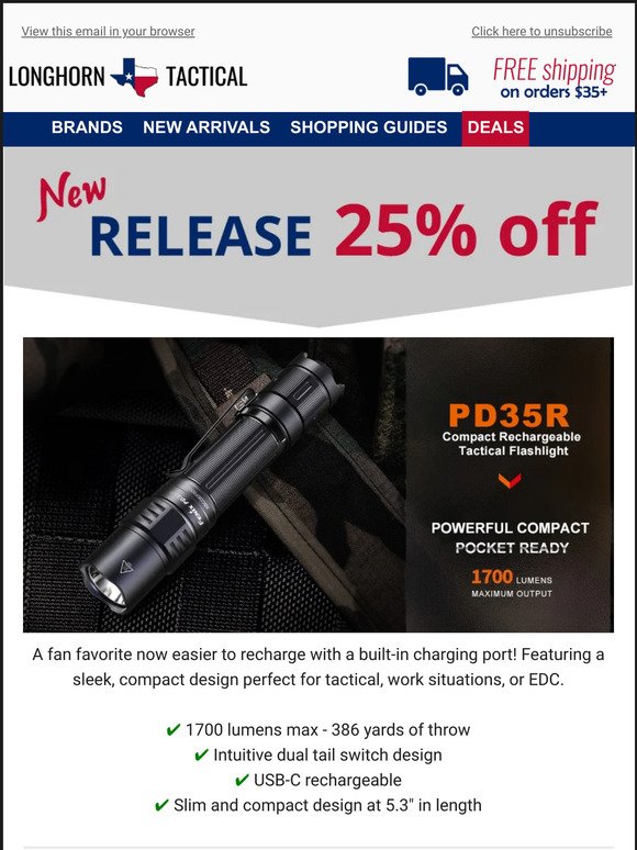 Now Rechargeable! 🔦 25% off Fenix PD35R Tactical Flashlight + Giveaway!