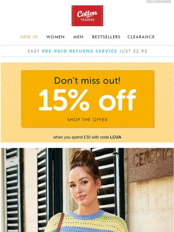 Cotton Traders Hurry, save 15 off your spring wardrobe today 🌿 Milled