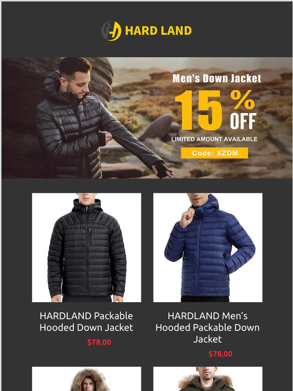MEN’S DOWN JACKET SALE 15% OFF ON ALL ORDERS — HARDLAND