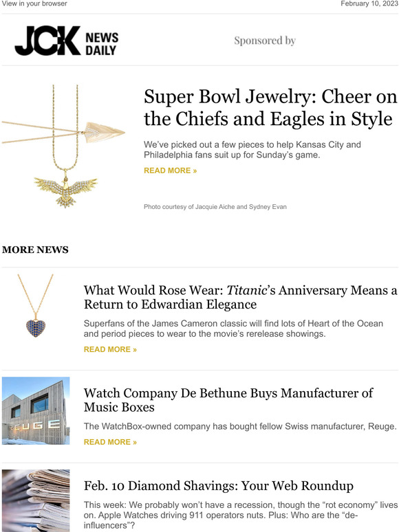 Jewelry to Get You Pumped for Super Bowl, ‘Titanic’ Rerelease