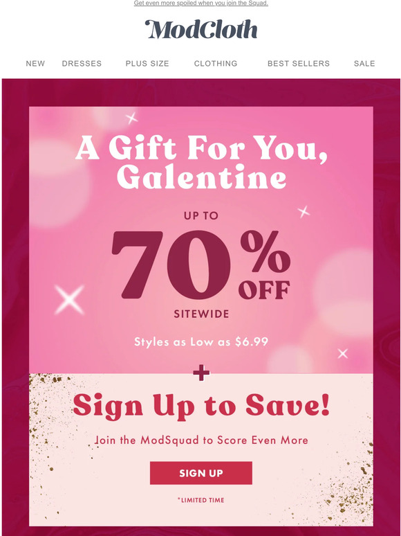 Galentine goodies for up to 70% off.