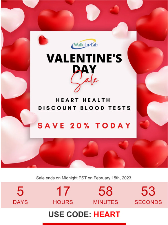 ❤️ Feel the Love with 20% off Heart Health Discount Blood Tests