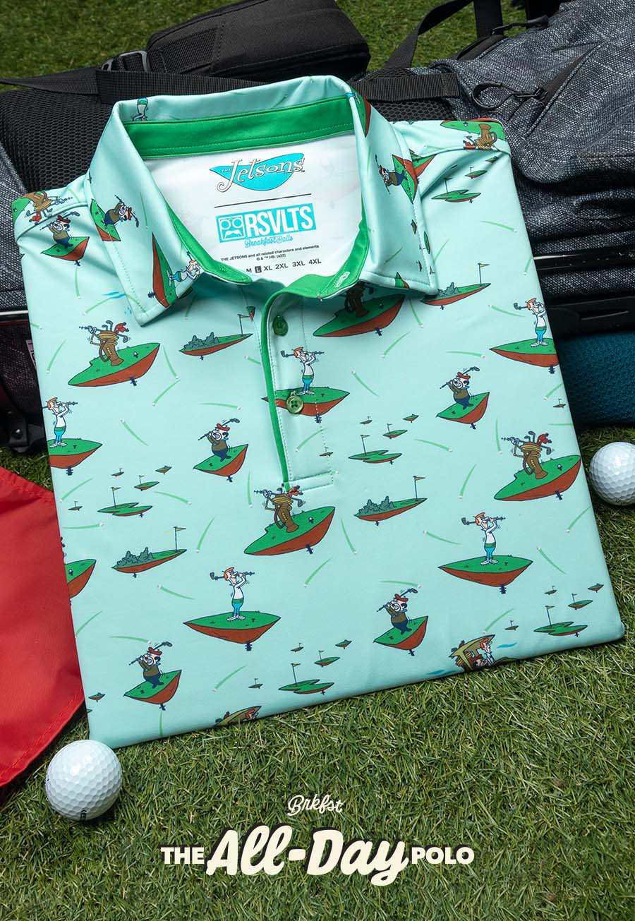 "Orbit City Golf Club" All-Day Polo. Copy reads, "BRKFST. The All-Day Polo."