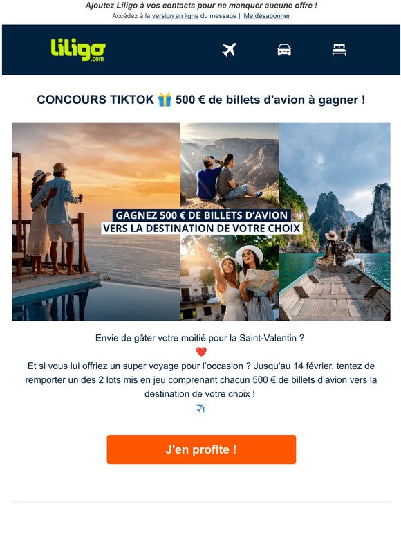 Concours Saint-Valentin ❤ 500 € de billets d'avion à gagner !