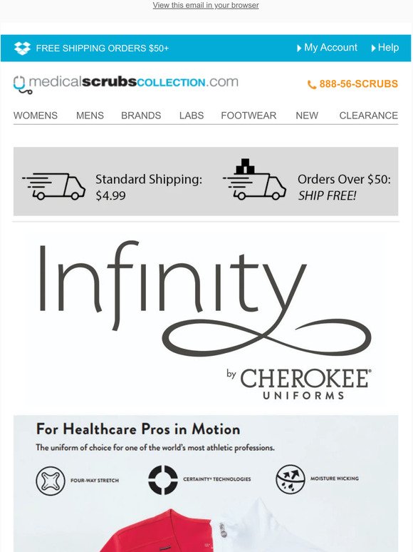 Infinity & Cherokee scrubs on sale through the weekend!