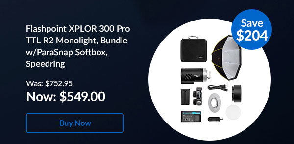 Flashpoint XPLOR 300 Pro TTL R2 Monolight, Bundle w/ParaSnap Softbox, Speedring