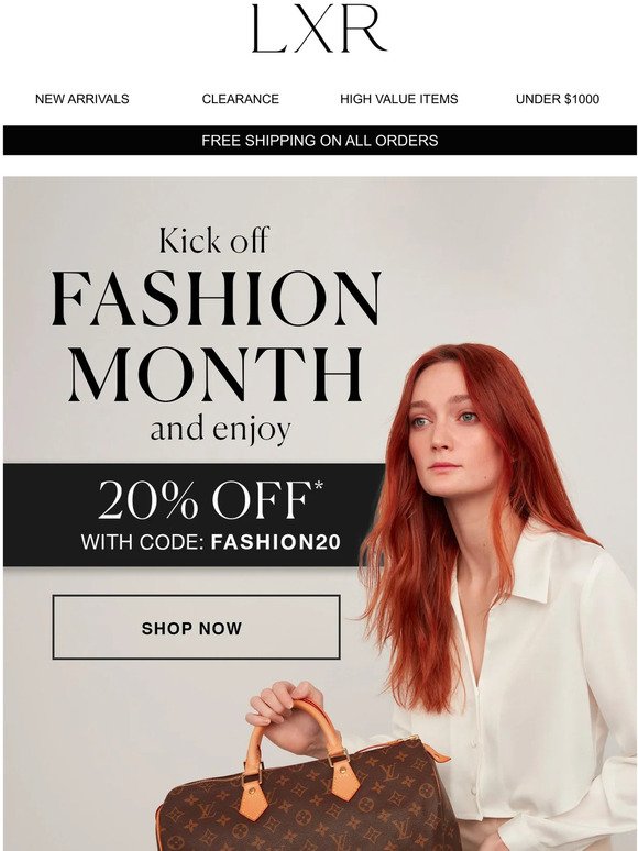 Fashion Month Celebration: Enjoy 20% OFF