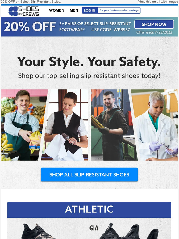 Your Style. Your Safety. Shop Non-Slip Sneakers, Casual Looks, Dress Shoes & Boots