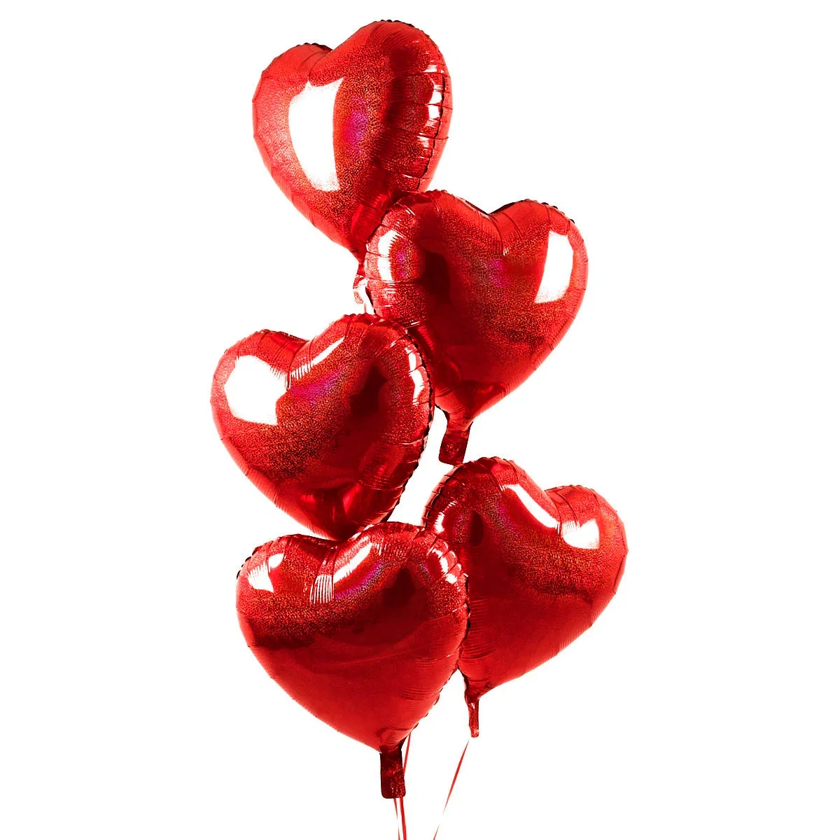 5 Red Hearts Valentine's Day Balloon Bouquet - PREORDER