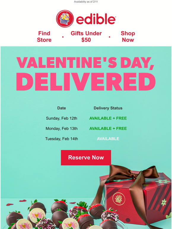 Edible Arrangements Update VDay delivery availability Milled
