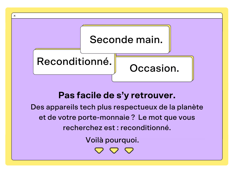 Reconditionné, occasion, seconde main.