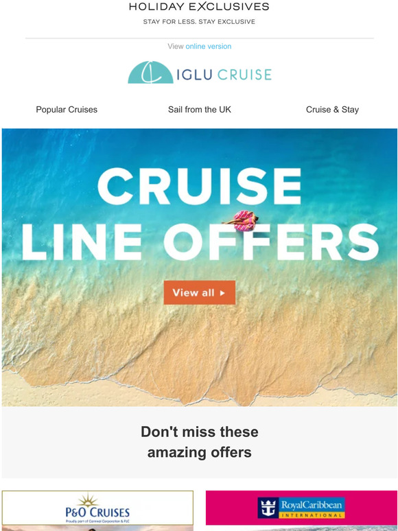 Hotel Exclusives This week's latest cruise line offers with Iglu