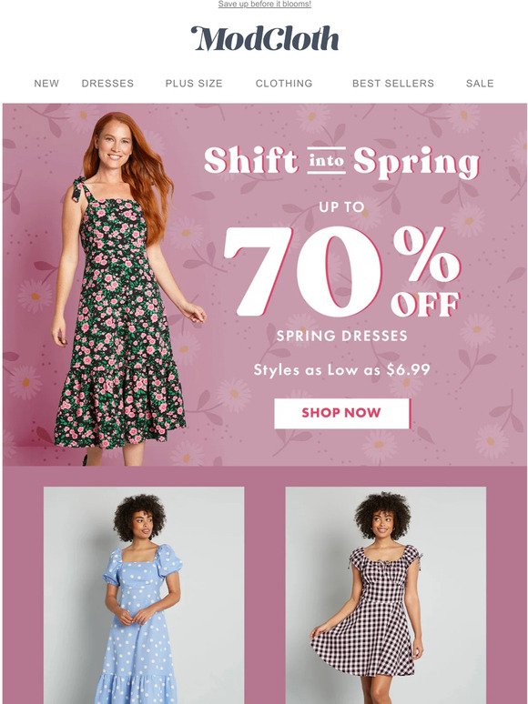 Here’s the thing: up to 70% off spring.