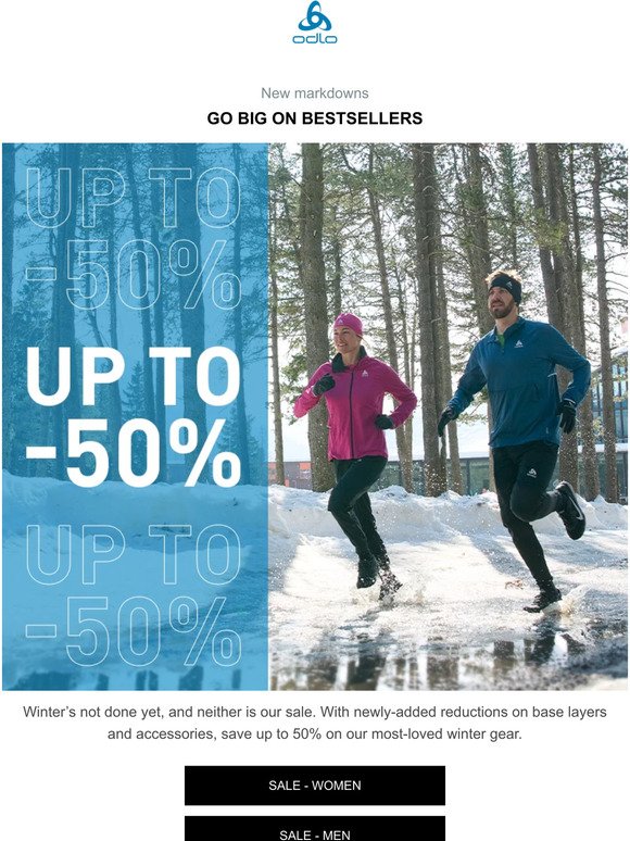 Win at winter. Up to 50% off.