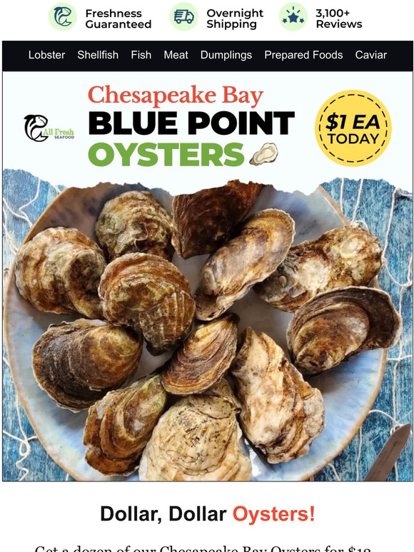 All Fresh Seafood Fresh Oysters 1 Each 🦪 Our Best Deal EVER! Milled
