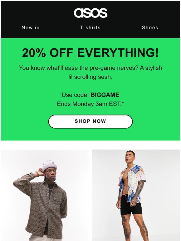 20% off everything = game time! 🏈