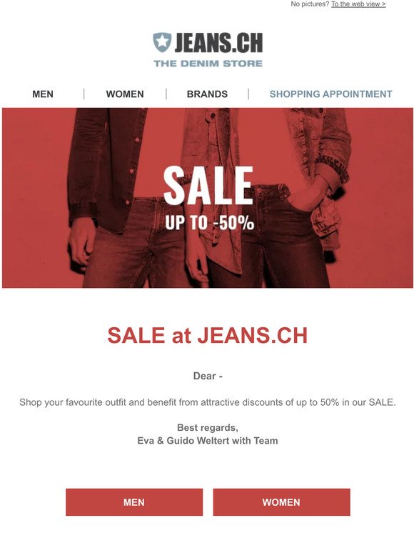 🤩 SALE at JEANS.CH + free shipping