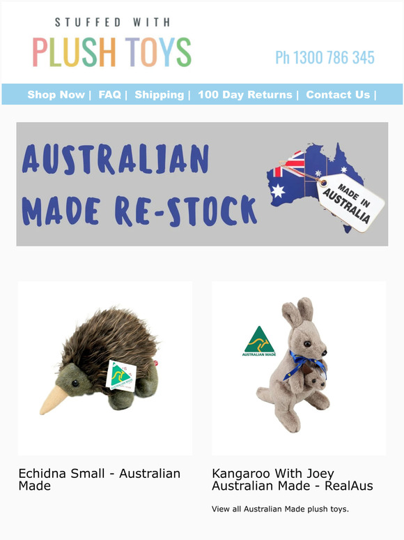 Australian Made plushies re-stocked