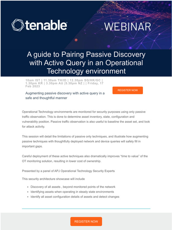 Tenable | Vulnerability Management: 17 Feb - Safe ways to deploy Active ...