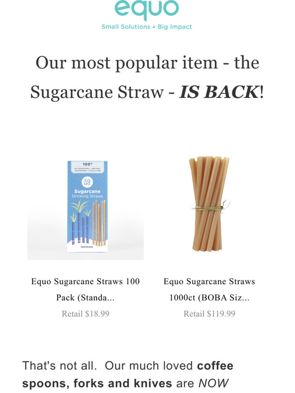 OMG! It's back in stock: the Sugarcane Straw