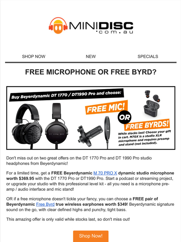 Get a FREE microphone or FRE wireless earphones with DT 1770 / DT 1990 Pro!