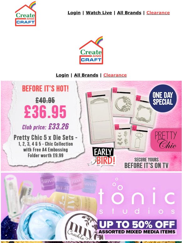 Get a FREE A4 embossing folder worth £9.99 with today's Pretty Chic One Day Special!