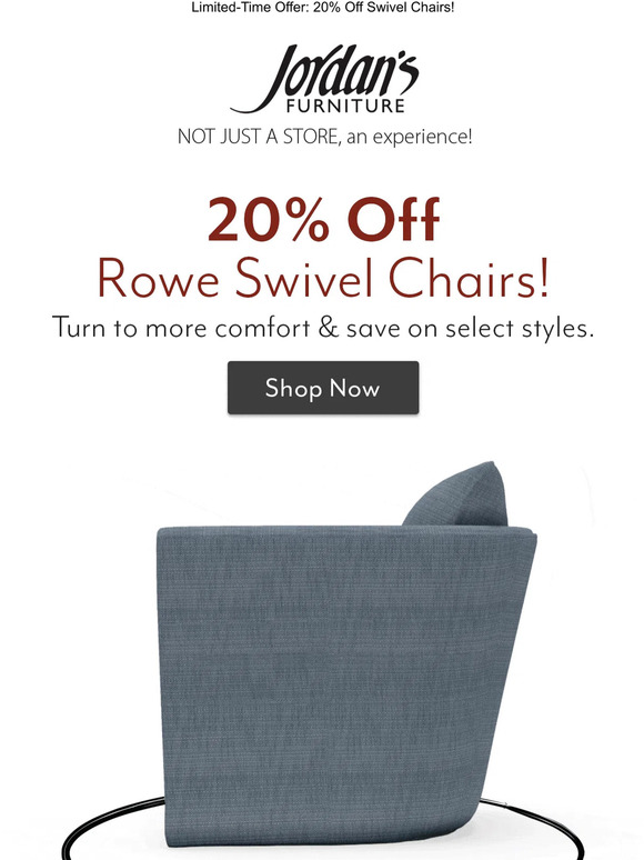 Jordan's Furniture 20 off Rowe swivel chairs for a limited time! Milled