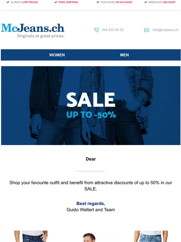 🤩 SALE at McJeans.ch + free shipping 