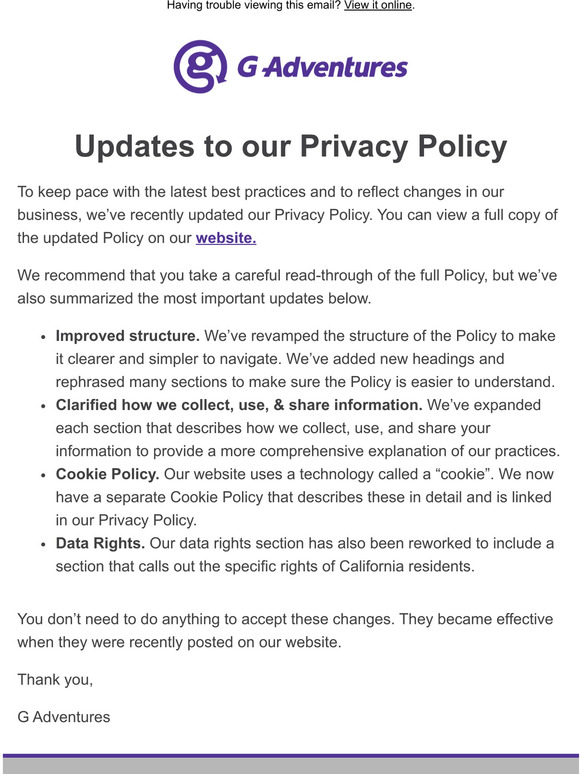 Updates to our Privacy Policy